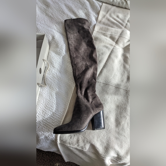 Marc Fisher Wide Calf Knee High Riding Boot in Taupe Suede, NEW, Size 11 Wide